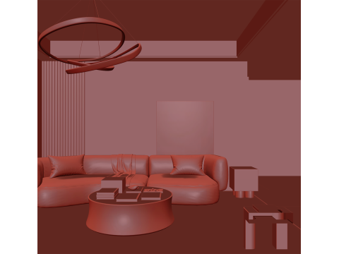 Livingroom interior scene 011 Modèle 3D
