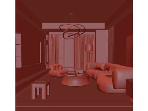 Livingroom interior scene 011 Modèle 3D