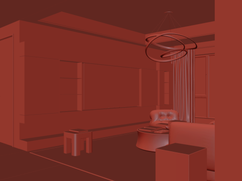 Livingroom interior scene 011 Modèle 3D