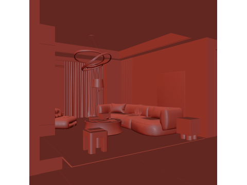 Livingroom interior scene 011 Modèle 3D