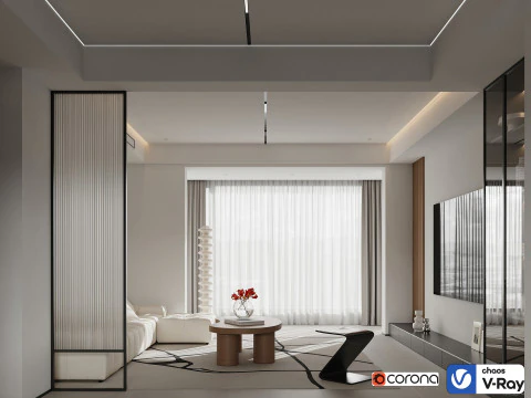 Livingroom interior scene 013 3D Model