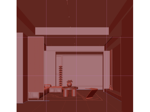 Livingroom interior scene 013 Modello 3D