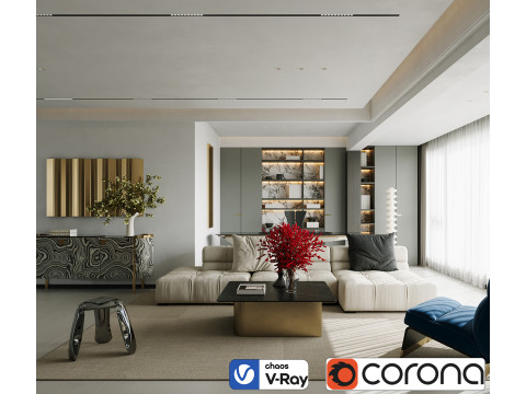 Livingroom interior scene 014 3D Модель