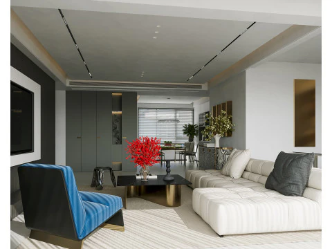 Livingroom interior scene 014 3D Model