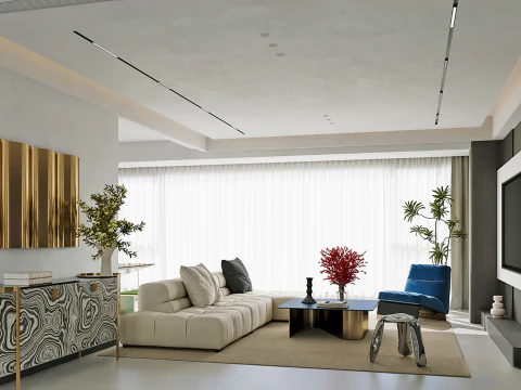 Livingroom interior scene 014 3D Model