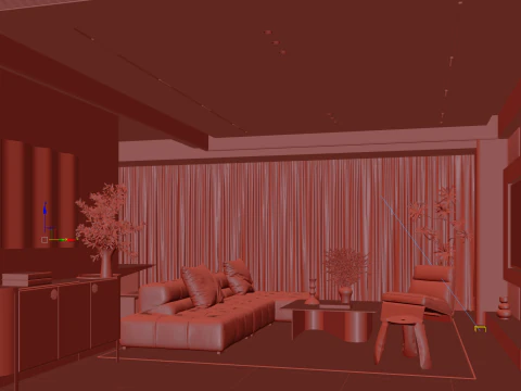 Livingroom interior scene 014 3D Model