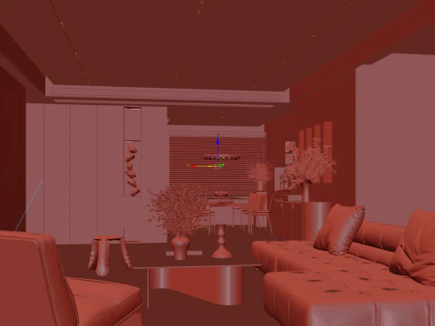 Livingroom interior scene 014 3D Model