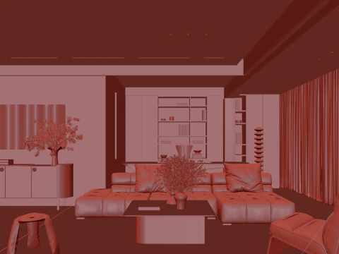 Livingroom interior scene 014 3D Model
