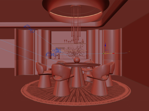 Luxury Dining Room Interior Scene 062 3D Модель