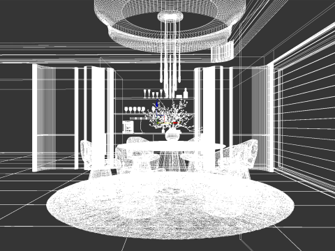 Luxury Dining Room Interior Scene 062 3D Модель