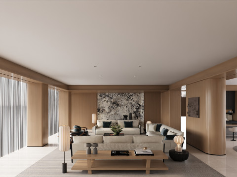 Luxury Open Plan Living and Dining Room 068 3D मॉडल