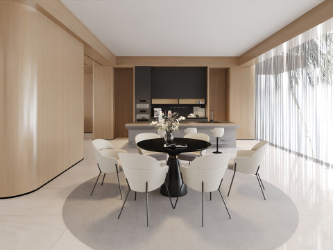 Luxury Open Plan Living and Dining Room 068 3D मॉडल