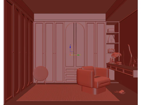 Luxury Wardrobe Cloakroom 019 3D Model