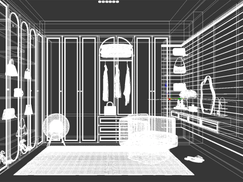 Luxury Wardrobe Cloakroom 019 3D Model