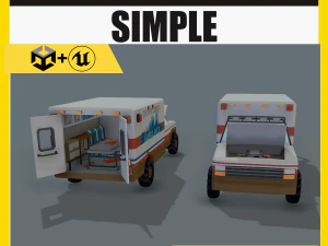 Low Poly Simple Ambulance 3D Model