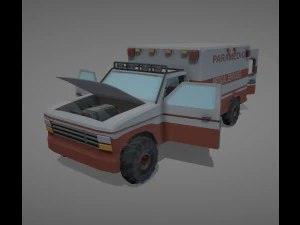 Low Poly Simple Ambulance 3D Model