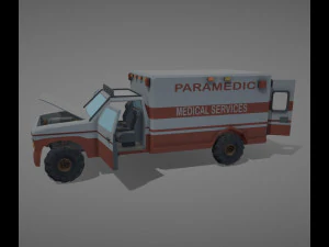Low Poly Simple Ambulance 3D Model