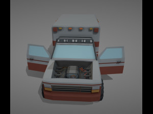 Low Poly Simple Ambulance Modelo 3D