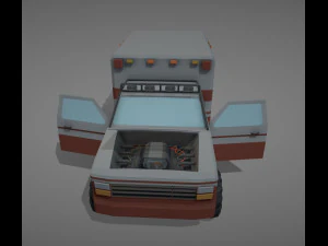 Low Poly Simple Ambulance 3D Model
