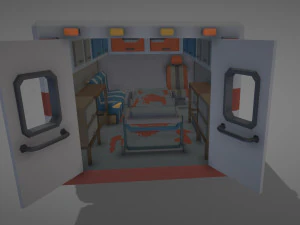 Low Poly Simple Ambulance 3D Model