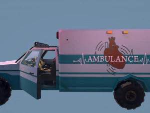 Low Poly Simple Ambulance 3D Model
