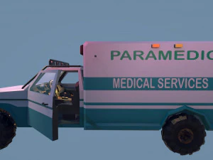 Low Poly Simple Ambulance 3D Model