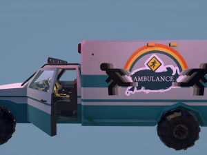 Low Poly Simple Ambulance 3D Model