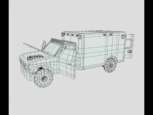 Low Poly Simple Ambulance 3D Model