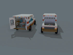 Low Poly Simple Ambulance 3D Model
