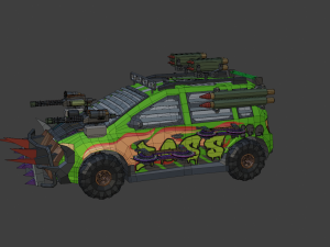 Low Poly Post Apocalypse Sport Car Model 3D