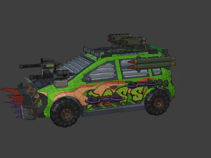 Low Poly Post Apocalypse Sport Car 3D Model