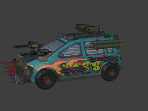 Low Poly Post Apocalypse Sport Car Model 3D
