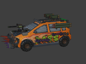 Low Poly Post Apocalypse Sport Car Model 3D