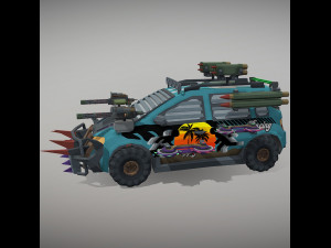 Low Poly Post Apocalypse Sport Car Model 3D
