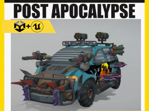 Low Poly Post Apocalypse Sport Car 3D Model