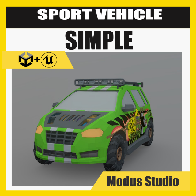 Low Poly Post Apocalypse Simple Sport Car Modelo 3D .c4d .max .obj .3ds .fbx .stl .blend 