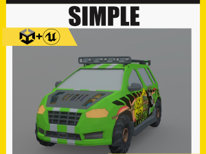 Low Poly Post Apocalypse Simple Sport Car 3D Model