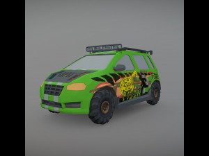 Low Poly Post Apocalypse Simple Sport Car Modelo 3D