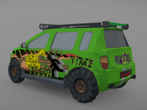 Low Poly Post Apocalypse Simple Sport Car Modelo 3D