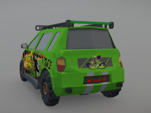 Low Poly Post Apocalypse Simple Sport Car Modelo 3D
