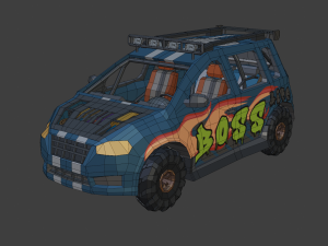 Low Poly Post Apocalypse Simple Sport Car Modelo 3D