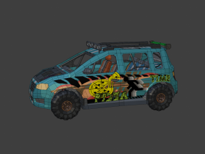 Low Poly Post Apocalypse Simple Sport Car Modelo 3D