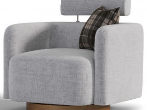 Becerril Upholstered Swivel Barrel Chair 3D मॉडल