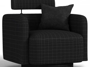 Becerril Upholstered Swivel Barrel Chair 3D Model