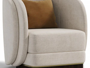 Contemporary Armchair Featuring a Sleek Double Layer Back 3D Model