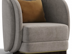 Contemporary Armchair Featuring a Sleek Double Layer Back 3D Model
