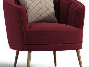 Merax Modern Velvet Accent Barrel Chair 3D Model