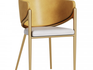 Orange Golden Stainless Steel Restaurant Chairs 3D Model