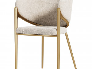 Orange Golden Stainless Steel Restaurant Chairs 3D Model