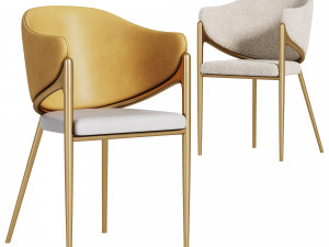 Orange Golden Stainless Steel Restaurant Chairs 3D Model